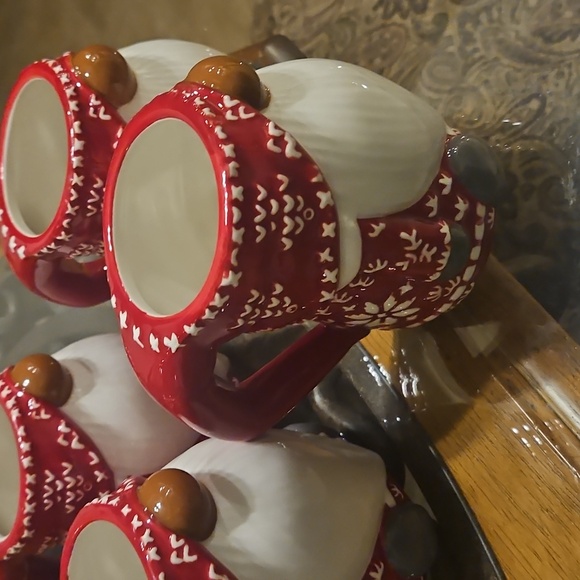 Pottery Barn Red Sweater Mugs - Picture 3 of 4